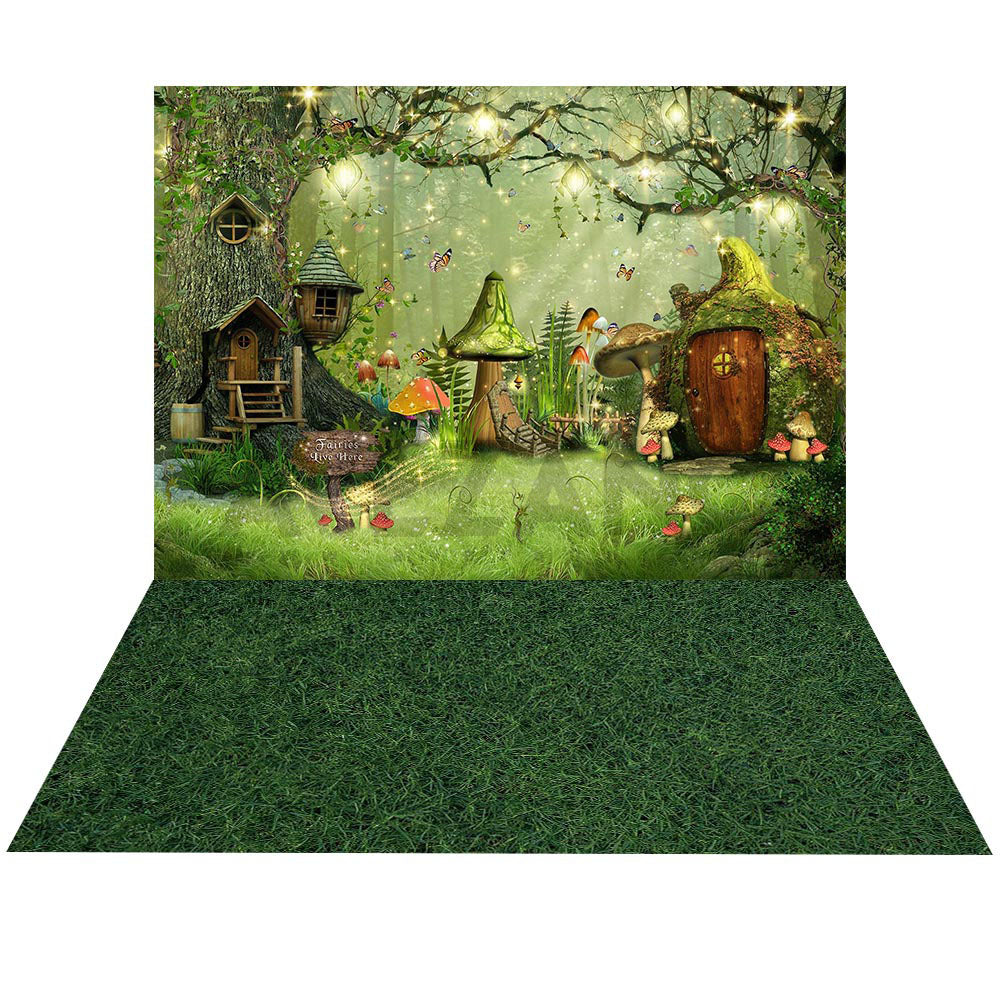 Avezano Spring Mushroom Forest 2 pcs Set Backdrop-AVEZANO